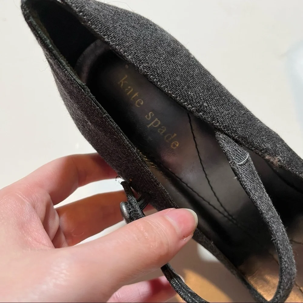 Kate Spade Gray Wool Mary Jane Heels